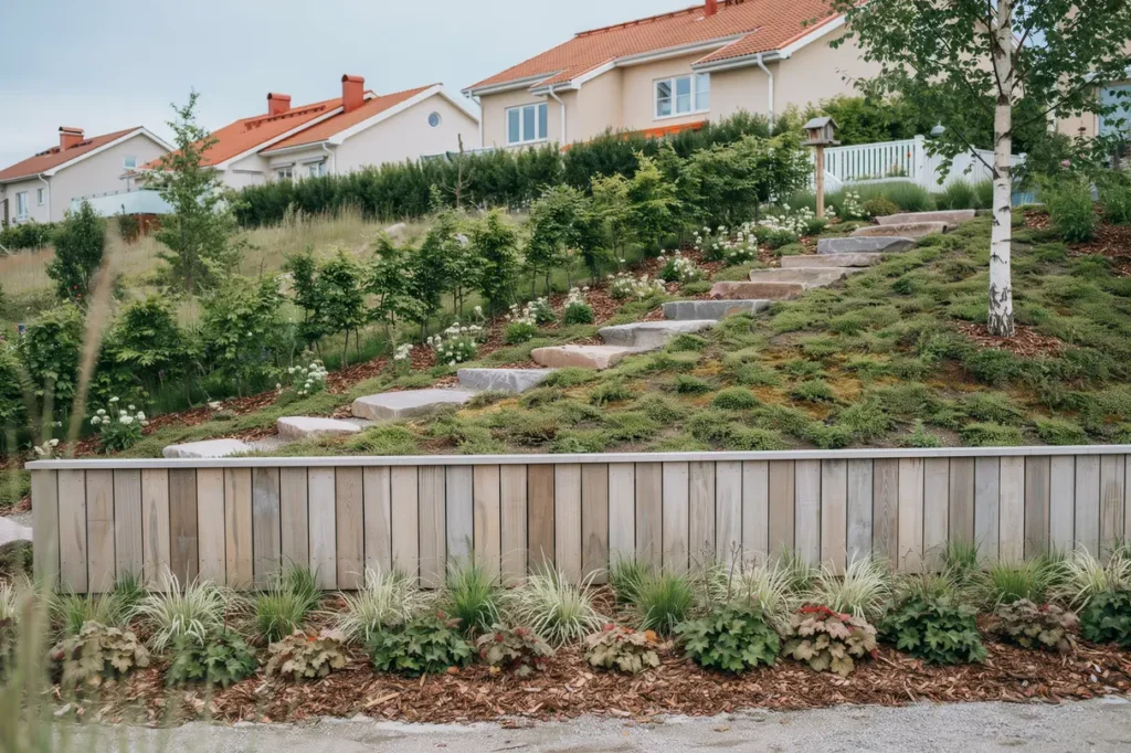 anl ggning av st dmur och terrassering av sl nt i munktorp