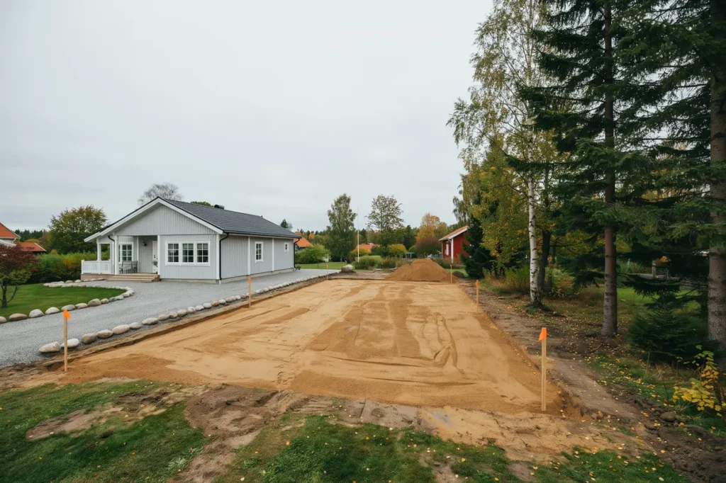 schaktning och planering av tomt inf r garagebygge i munktorp